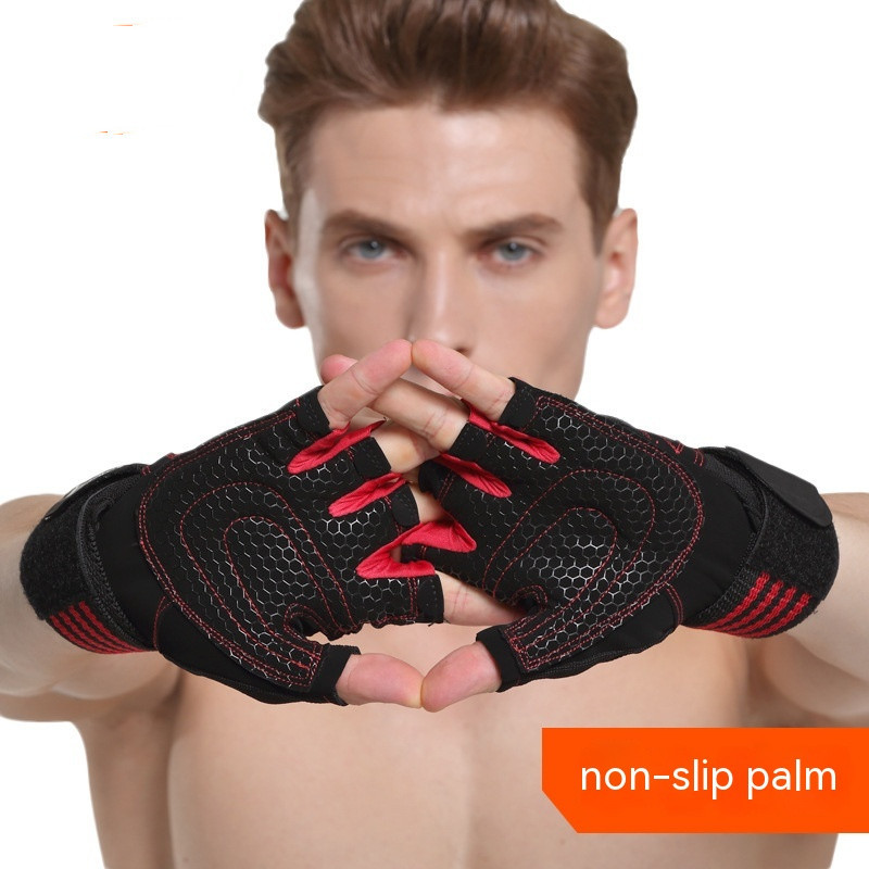 Outdoor Weightlifting Mountaineering Basketball Sports Half Finger Sports Dumbbell Training Lengthened Fitness Gloves - Image 3