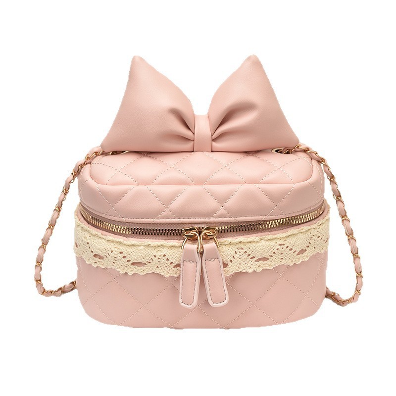 Diamond-patterned Chain Cute Bow Lace Bag - Image 6
