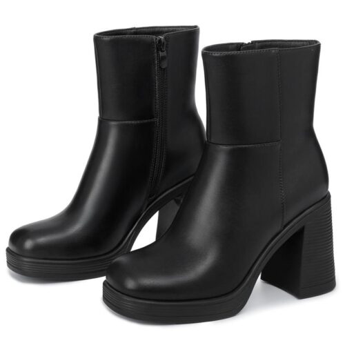 Womens Casual Chunky-heel Short Boots With A Thick Sole